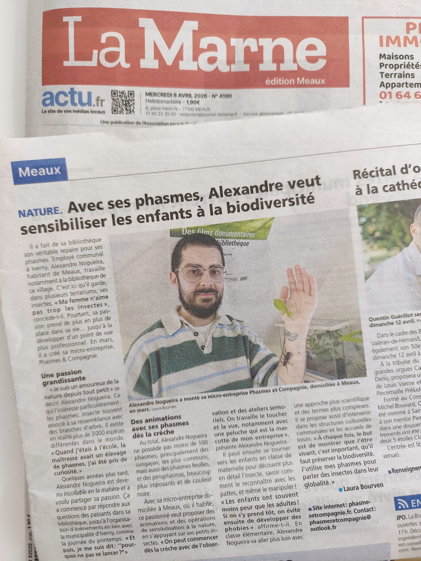 Phasmes & Compagnie a eu le droit à son article dans le journal La Marne :)